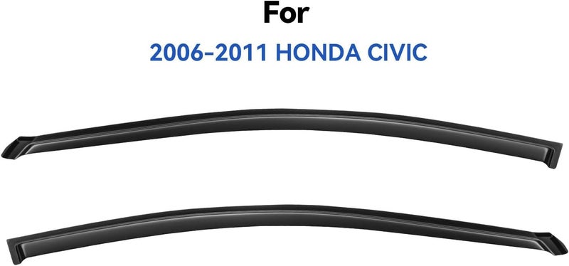 YQAUTEC Window Visors Rain Guards for 2006-2011 Honda Civic Coupe, Out-Channel Window Vent Wind Deflectors Visors Shades for 06 07 08 09 10 11 Civic 2Door - Image 2